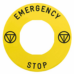 Napisna legenda za O 60 za izklop v sili – EMERGENCY STOP/logo ISO13850