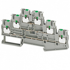 Terminal block, Linergy TR, spring type, feed through, 3 levels Connections, 6 points, 2.5mm2, grey, push-in type, set of 50