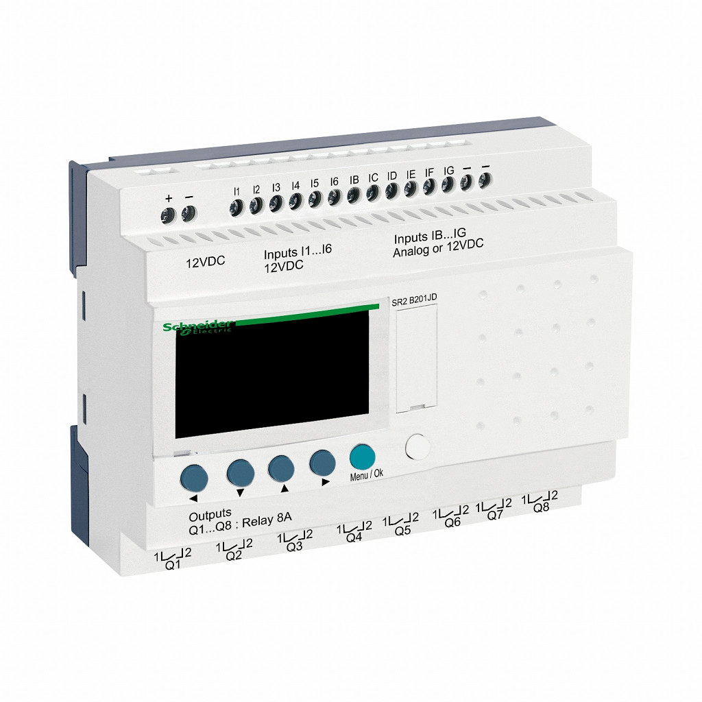 Kompakten pameten rele Zelio Logic - 20 I O - 12 VDC - ura - zaslon