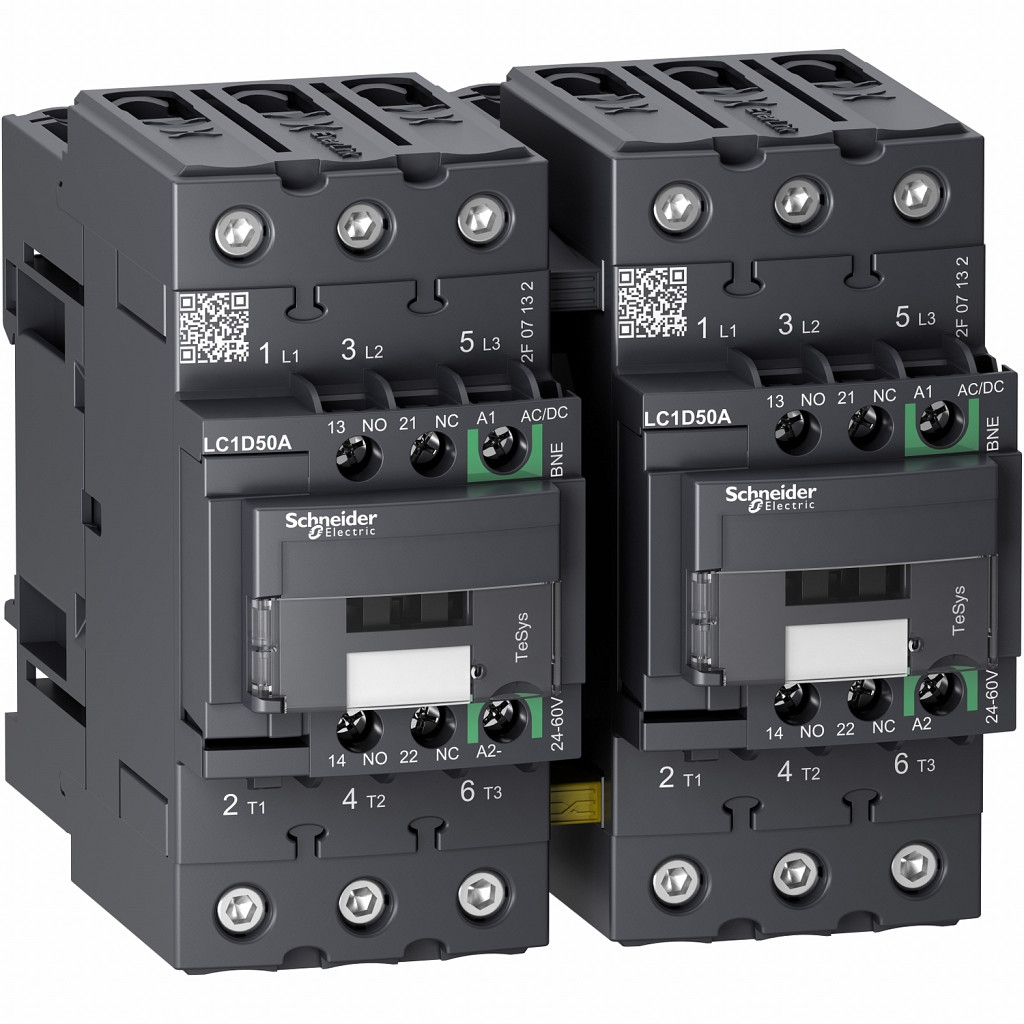 TeSys D reverz. kontaktor - 3P - 440 V -50 A AC-3 - 24 do 60 V AC/DC tul.