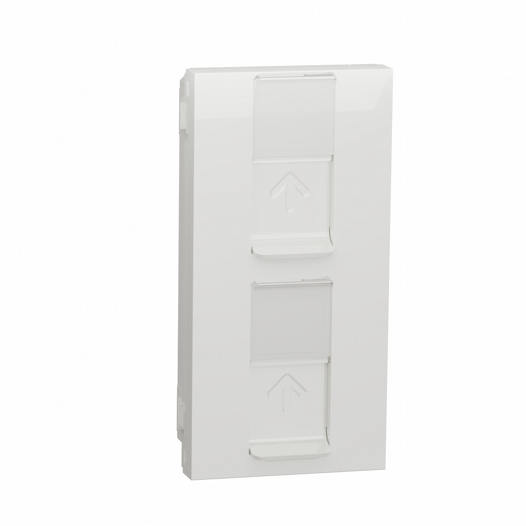 Unica - 2 x RJ45 vt. - 45x90 - kat. 6 - UTP - ravna - otr. zaščita - bela