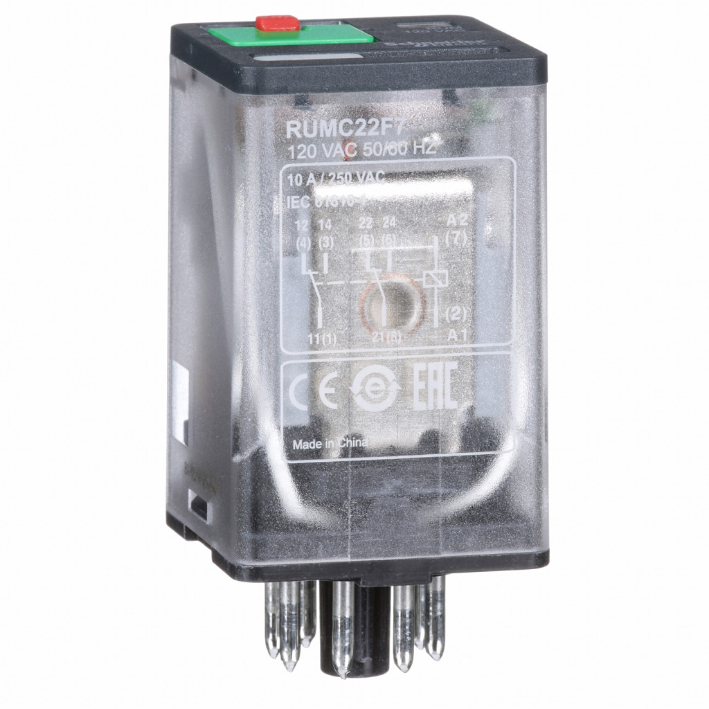 Univerzalni vtični rele - Zelio RUM - 2 C/O - 120 V AC - 10 A - z LED