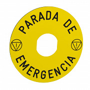 Napisna legenda O 90 za izklop v sili - PARADA DE EMERGENCIA/logo ISO13850