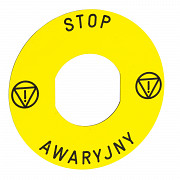 Napisna legenda za O 60 za izklop v sili - STOP AWARYJNY/logo ISO13850