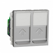 Unica - 2 x RJ45 vt. - 2 m - kat. 6 - STP - ravna - otr. zaščita - aluminij