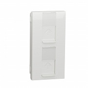 Unica - 2 x RJ45 vt. - 45x90 - kat. 6 - UTP - ravna - otr. zaščita - bela