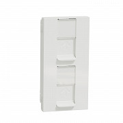 Unica - 2 x RJ45 vt. - 45x90 - kat. 6A - UTP - ravna - otr. zaščita - bela